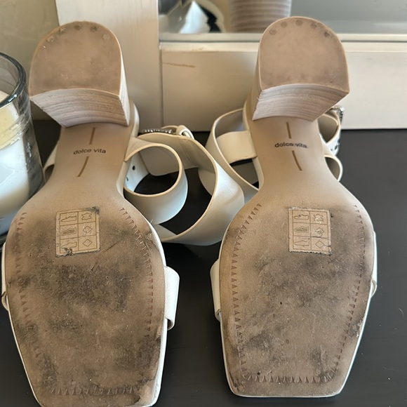 Dolce Vita Ankle Strap Sandals in Cream stacked 3” heel EUC - Picture 4 of 6